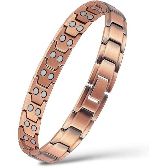 Men Copper Magnetic Anklet, Pure Copper Ankle Bracelet with 3500 - Picture 1 of 6